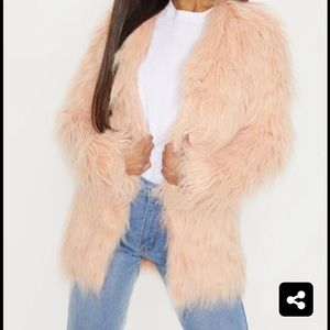 Pretty Little Thing Jackets & Coats - Nude Shaggy Faux Fur Jacket Pretty Little Thing Jackets & Coats - Nude Shaggy Faux Fur Jacket